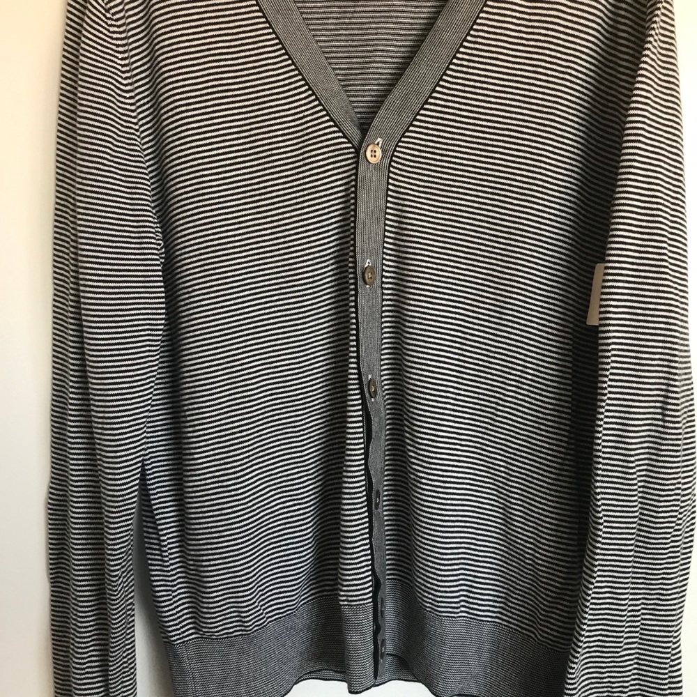 Tommy Hilfiger Striped V-Neck Cardigan Sweater - Size L - Picture 2 of 8
